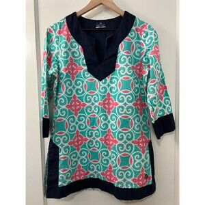 Simply Southern Collection Women's Swirl Notch Neck Tunic Top 3/4 Sleeve Size M